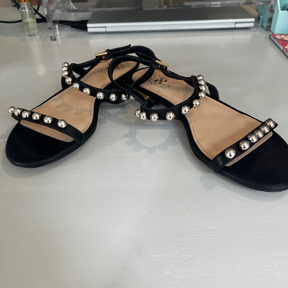 Black Vince Camuto Sandals with Gold Studs. EUC